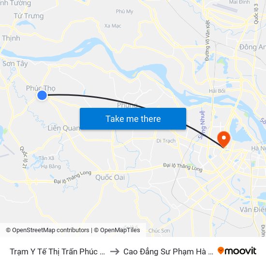 Trạm Y Tế Thị Trấn Phúc Thọ to Cao Đẳng Sư Phạm Hà Nội map