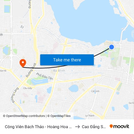 Công Viên Bách Thảo - Hoàng Hoa Thám (Đd Trường Thcs Chu Văn An) to Cao Đẳng Sư Phạm Hà Nội map