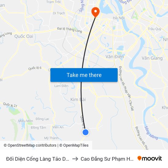 Đối Diện Cổng Làng Tảo Dương to Cao Đẳng Sư Phạm Hà Nội map