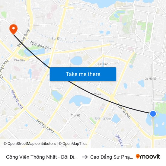 Công Viên Thống Nhất - Đối Diện 326 Lê Duẩn to Cao Đẳng Sư Phạm Hà Nội map