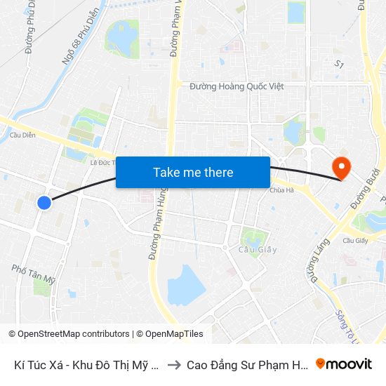 Kí Túc Xá - Khu Đô Thị Mỹ Đình II to Cao Đẳng Sư Phạm Hà Nội map