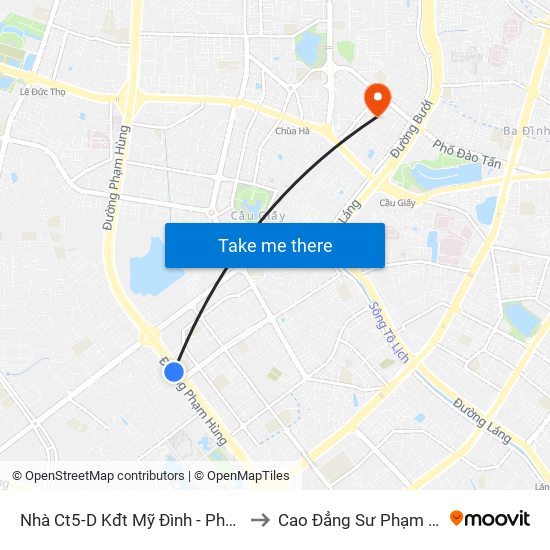 Nhà Ct5-D Kđt Mỹ Đình - Phạm Hùng to Cao Đẳng Sư Phạm Hà Nội map