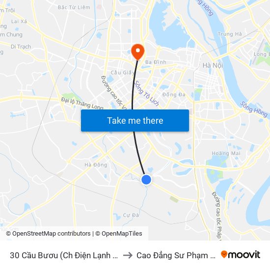 30 Cầu Bươu (Ch Điện Lạnh Hồng Sĩ) to Cao Đẳng Sư Phạm Hà Nội map