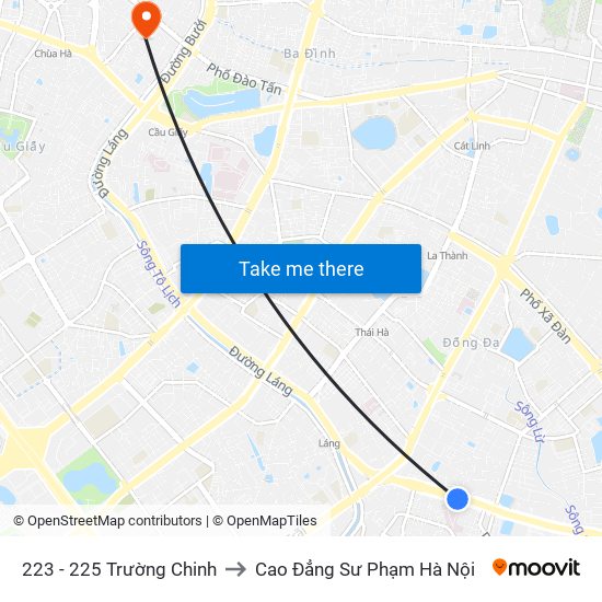 223 - 225 Trường Chinh to Cao Đẳng Sư Phạm Hà Nội map