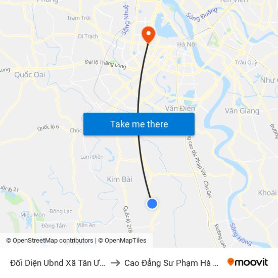 Đối Diện Ubnd Xã Tân Ước to Cao Đẳng Sư Phạm Hà Nội map