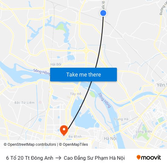 6 Tổ 20 Tt Đông Anh to Cao Đẳng Sư Phạm Hà Nội map