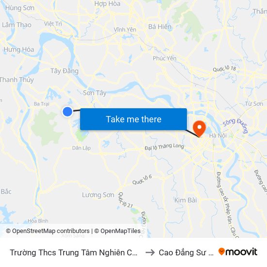 Trường Thcs Trung Tâm Nghiên Cứu Bò Và Đồng Cỏ Ba Vì, Đt87 to Cao Đẳng Sư Phạm Hà Nội map