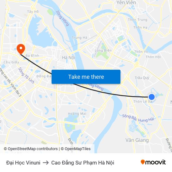 Đại Học Vinuni to Cao Đẳng Sư Phạm Hà Nội map