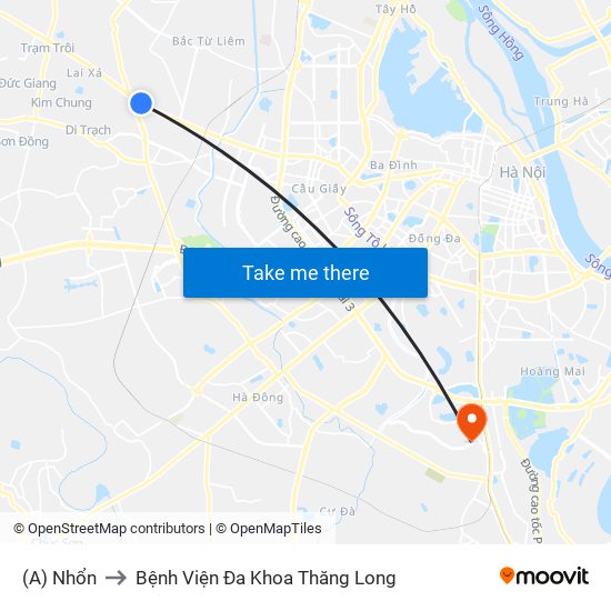 (A) Nhổn to Bệnh Viện Đa Khoa Thăng Long map