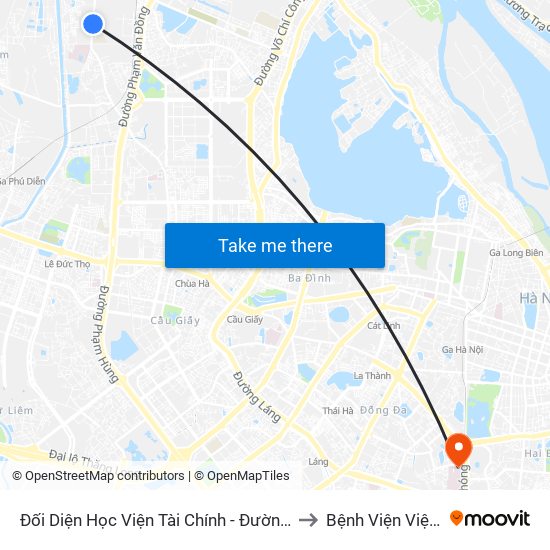 Đối Diện Học Viện Tài Chính - Đường Đức Thắng to Bệnh Viện Việt Pháp map