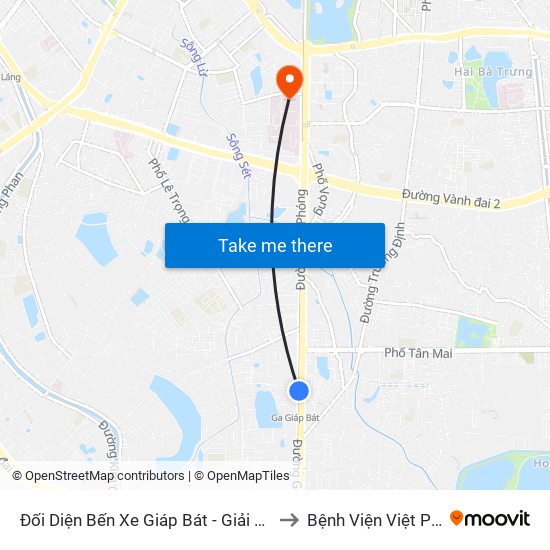 Đối Diện Bến Xe Giáp Bát - Giải Phóng to Bệnh Viện Việt Pháp map