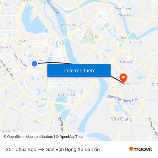 251 Chùa Bộc to Sân Vận Động Xã Đa Tốn map