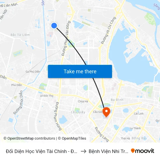 Đối Diện Học Viện Tài Chính - Đường Đức Thắng to Bệnh Viện Nhi Trung Ương map