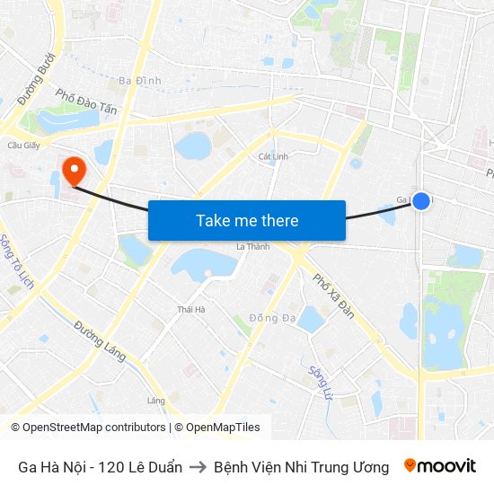 Ga Hà Nội - 120 Lê Duẩn to Bệnh Viện Nhi Trung Ương map