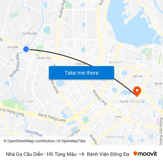 Nhà Ga Cầu Diễn - Hồ Tùng Mậu to Bệnh Viện Đống Đa map