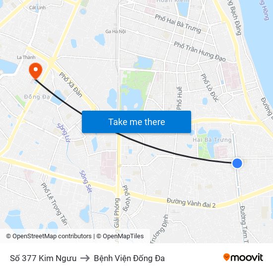 Số 377 Kim Ngưu to Bệnh Viện Đống Đa map