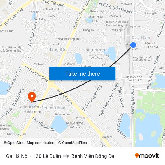 Ga Hà Nội - 120 Lê Duẩn to Bệnh Viện Đống Đa map