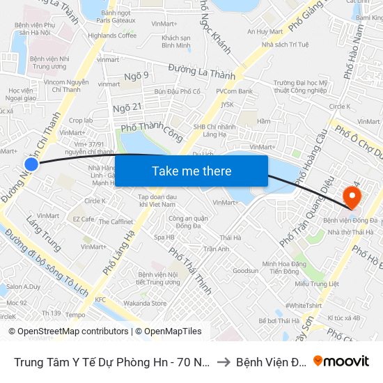 Trung Tâm Y Tế Dự Phòng Hn - 70 Nguyễn Chí Thanh to Bệnh Viện Đống Đa map