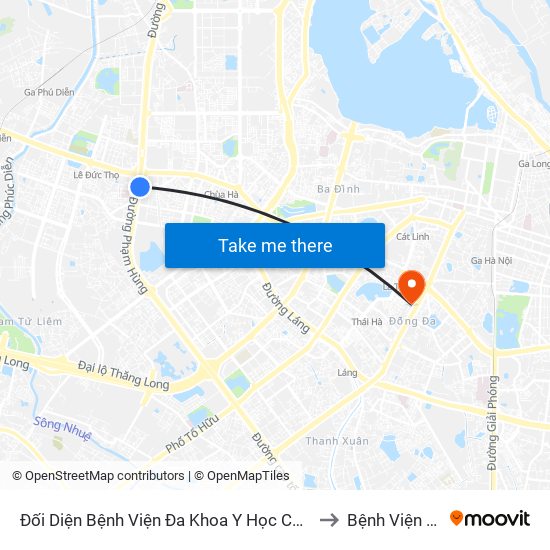 Đối Diện Bệnh Viện Đa Khoa Y Học Cổ Truyền - Phạm Hùng to Bệnh Viện Đống Đa map