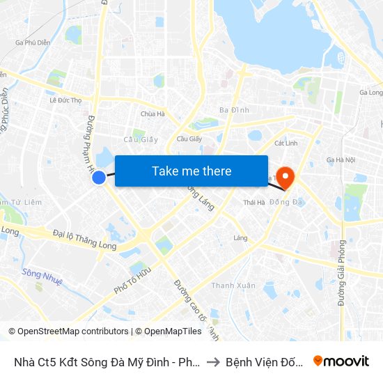 Nhà Ct5 Kđt Sông Đà Mỹ Đình - Phạm Hùng to Bệnh Viện Đống Đa map