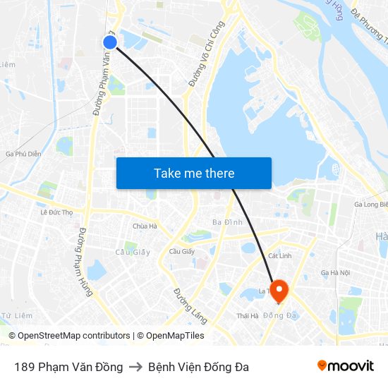 189 Phạm Văn Đồng to Bệnh Viện Đống Đa map