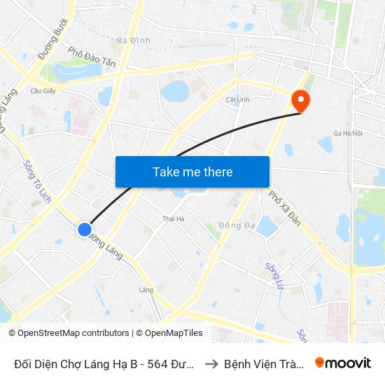 Đối Diện Chợ Láng Hạ B - 564 Đường Láng to Bệnh Viện Tràng An map