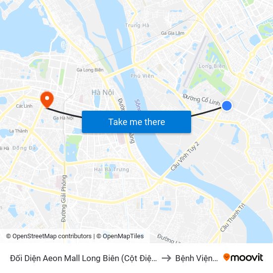 Đối Diện Aeon Mall Long Biên (Cột Điện T4a/2a-B Đường Cổ Linh) to Bệnh Viện Tràng An map