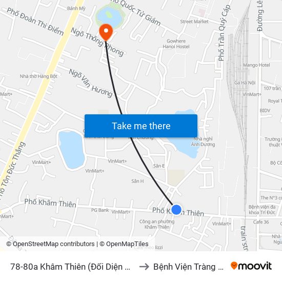 78-80a Khâm Thiên (Đối Diện 71) to Bệnh Viện Tràng An map