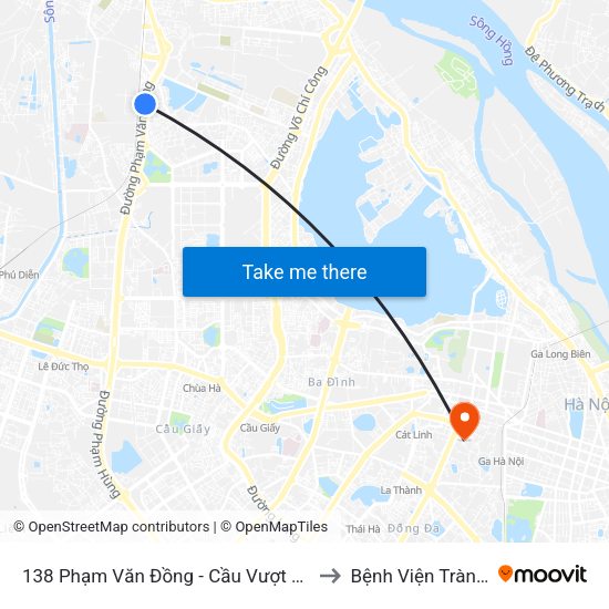 138 Phạm Văn Đồng - Cầu Vượt Bộ Hành to Bệnh Viện Tràng An map