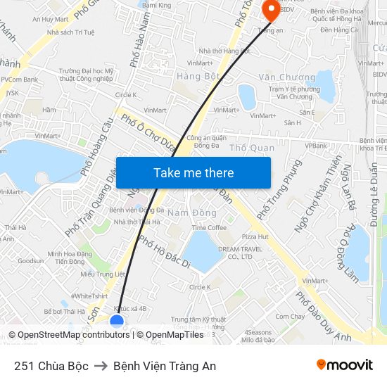 251 Chùa Bộc to Bệnh Viện Tràng An map