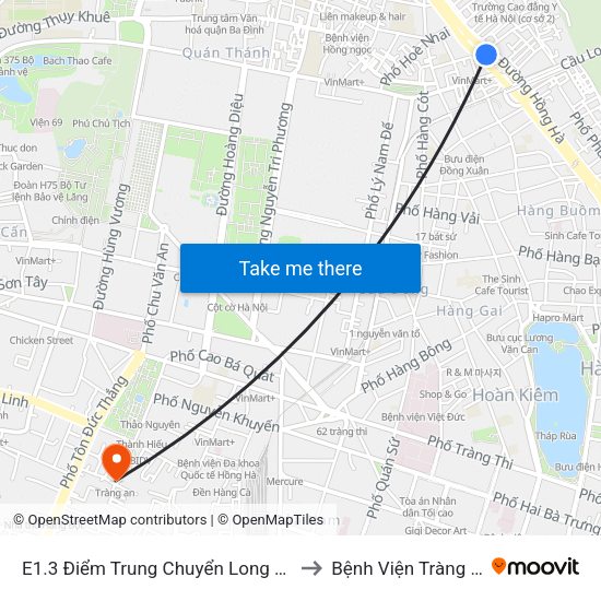 E1.3 Điểm Trung Chuyển Long Biên to Bệnh Viện Tràng An map