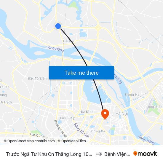 Trước Ngã Tư Khu Cn Thăng Long 100m (Chiều Nội Bài - Hà Nội) to Bệnh Viện Tràng An map
