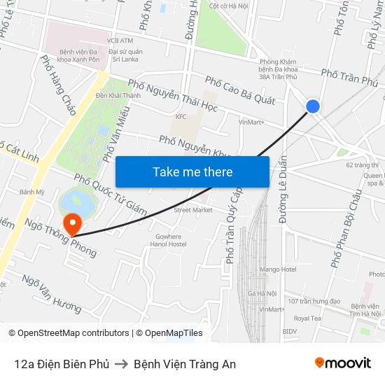 12a Điện Biên Phủ to Bệnh Viện Tràng An map