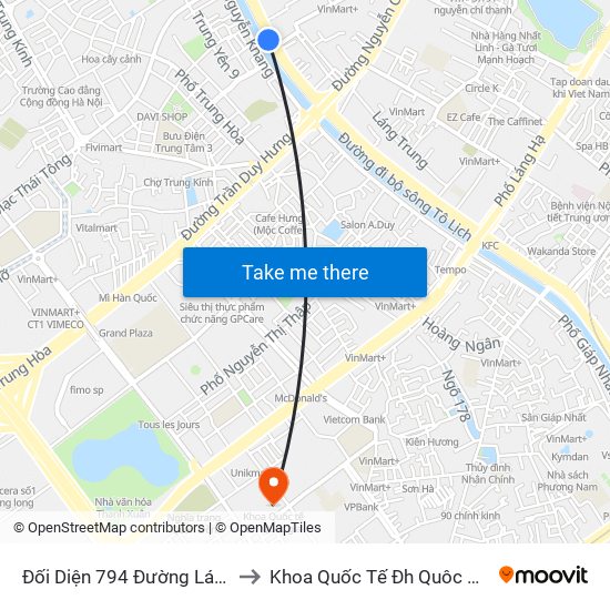 Đối Diện 794 Đường Láng to Khoa Quốc Tế Đh Quôc Gia map