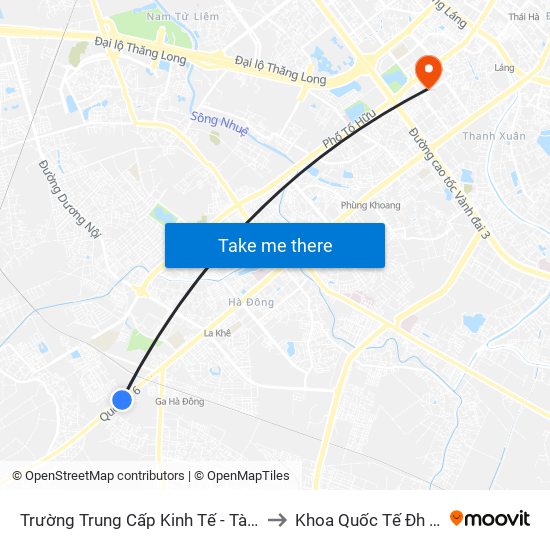 Trường Trung Cấp Kinh Tế - Tài Chính Hà Nội to Khoa Quốc Tế Đh Quôc Gia map