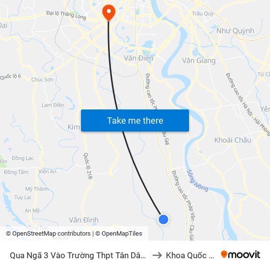 Qua Ngã 3 Vào Trường Thpt Tân Dân 30m - Đường Trục Huyện Thao Chính to Khoa Quốc Tế Đh Quôc Gia map