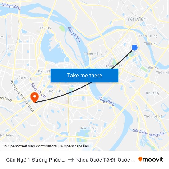 Gần Ngõ 1 Đường Phúc Lợi to Khoa Quốc Tế Đh Quôc Gia map