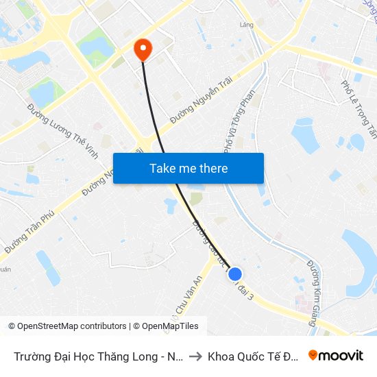Trường Đại Học Thăng Long - Nghiêm Xuân Yêm to Khoa Quốc Tế Đh Quôc Gia map