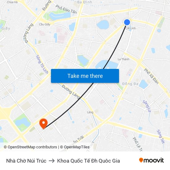 Nhà Chờ Núi Trúc to Khoa Quốc Tế Đh Quôc Gia map