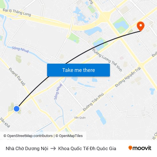 Nhà Chờ Dương Nội to Khoa Quốc Tế Đh Quôc Gia map