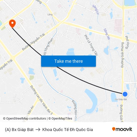 (A) Bx Giáp Bát to Khoa Quốc Tế Đh Quôc Gia map