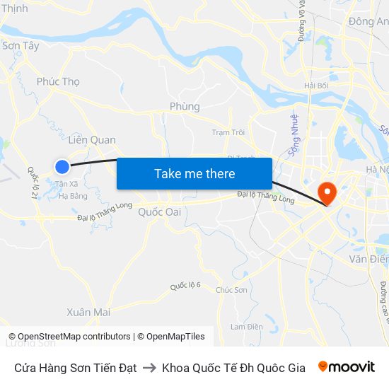 Cửa Hàng Sơn Tiến Đạt to Khoa Quốc Tế Đh Quôc Gia map