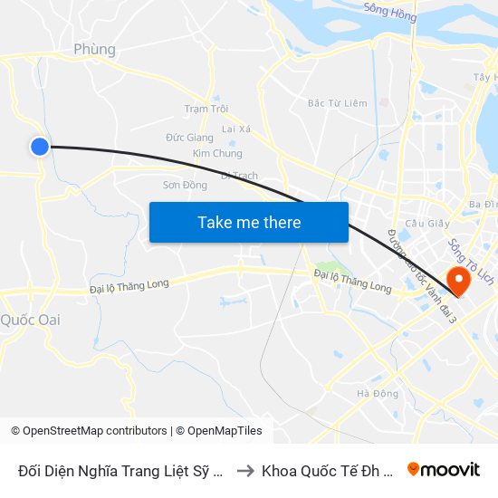 Đối Diện Nghĩa Trang Liệt Sỹ Xã Liên Hiệp to Khoa Quốc Tế Đh Quôc Gia map