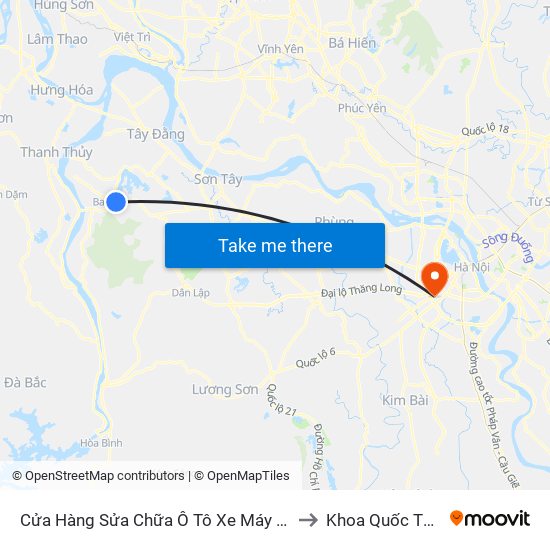 Đối Diện Cửa Hàng Café Đậm, Thôn 6, Ba Trại, Ba Vì to Khoa Quốc Tế Đh Quôc Gia map