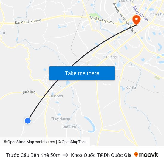 Trước Cầu Dền Khê 50m to Khoa Quốc Tế Đh Quôc Gia map