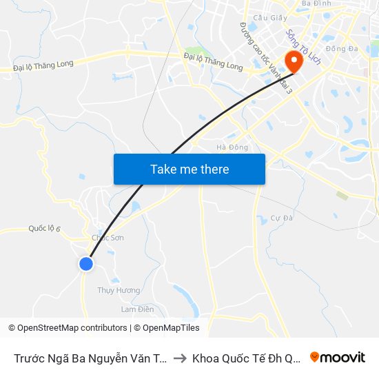 Trước Ngã Ba Nguyễn Văn Trỗi 100m to Khoa Quốc Tế Đh Quôc Gia map