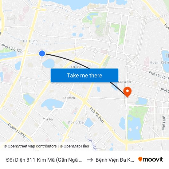 Đối Diện 311 Kim Mã (Gần Ngã 4 Kim Mã - Vạn Bảo) to Bệnh Viện Đa Khoa Trí Đức map