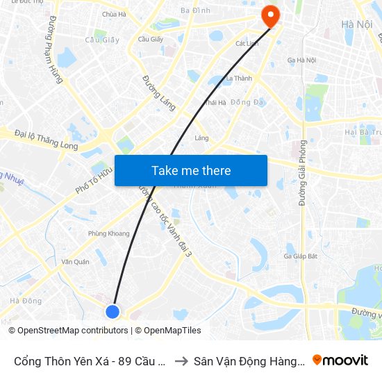 Cổng Thôn Yên Xá - 89 Cầu Bươu to Sân Vận Động Hàng Đẫy map