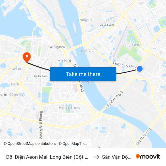 Đối Diện Aeon Mall Long Biên (Cột Điện T4a/2a-B Đường Cổ Linh) to Sân Vận Động Hàng Đẫy map