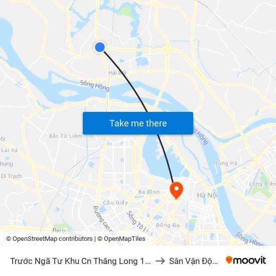 Trước Ngã Tư Khu Cn Thăng Long 100m (Chiều Nội Bài - Hà Nội) to Sân Vận Động Hàng Đẫy map